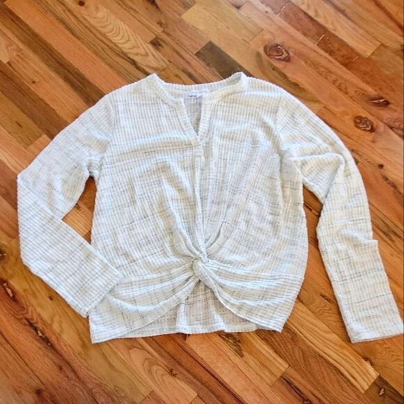 Socialite Lightweight Long Sleeve Waffle Knit Twist Front Top XL - Picture 1 of 7